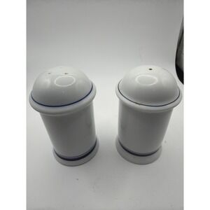 Dansk Bistro Blue & White Salt & Pepper Shakers 4" Tall